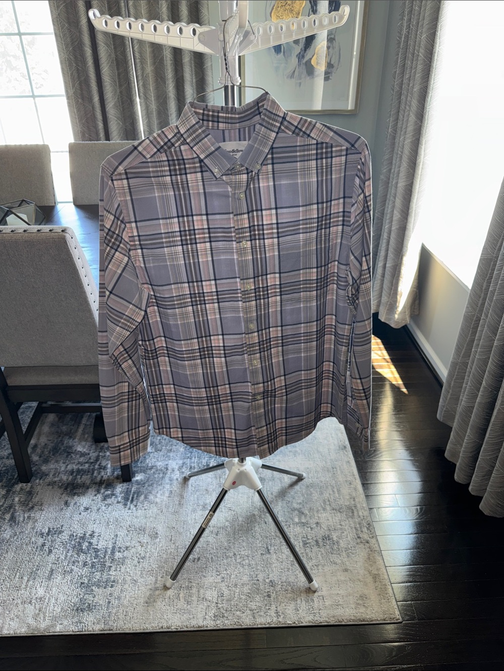 Goodfellow & Co Lavender and Gray Plaid Button-Down Shirt